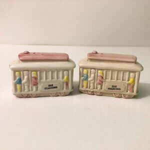 Vintage SNCO Imports San Francisco Trolley Car Salt And  Pepper Shakers